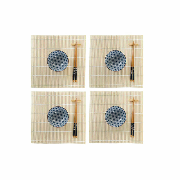 Sushi-Set DKD Home Decor Blau Bambus Steingut (14,5 x 14,5 x 31 cm)