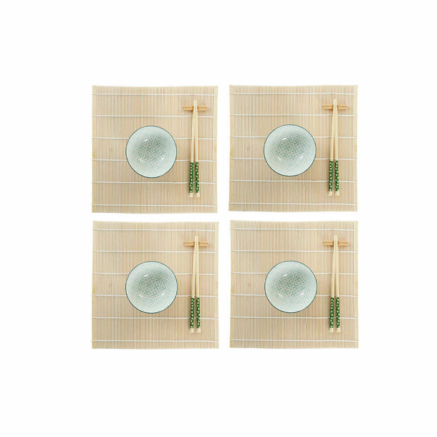 Sushi-Set DKD Home Decor grün Bambus Steingut (14,5 x 14,5 x 31 cm)