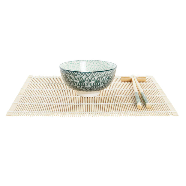 Sushi-Set DKD Home Decor grün Bambus Steingut (14,5 x 14,5 x 31 cm)