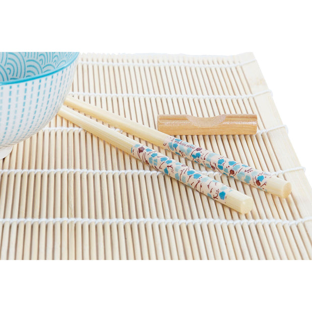 Sushi-Set DKD Home Decor Blau Weiß Bambus Steingut (14,5 x 14,5 x 31 cm)