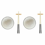 Sushi-Set DKD Home Decor Schwarz Weiß Bambus Steingut (30 x 21 x 3 cm)