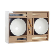 Sushi-Set DKD Home Decor Schwarz Weiß Bambus Steingut (30 x 21 x 3 cm)