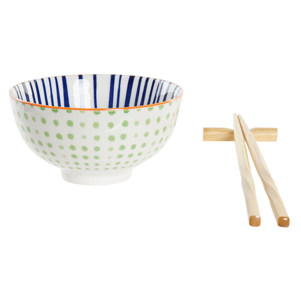 Sushi-Set DKD Home Decor Blau Weiß Bambus Steingut (30 x 21 x 7 cm)