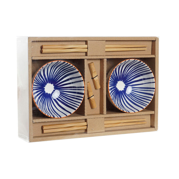 Sushi-Set DKD Home Decor Blau Weiß Bambus Steingut (30 x 21 x 7 cm)