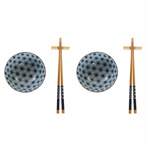 Sushi-Set DKD Home Decor Blau Bambus Steingut (30 x 21 x 7 cm)