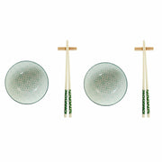 Sushi-Set DKD Home Decor Weiß grün Bambus Steingut (30 x 21 x 7 cm)