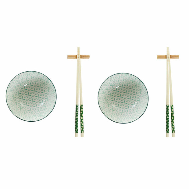 Sushi-Set DKD Home Decor Weiß grün Bambus Steingut (30 x 21 x 7 cm)
