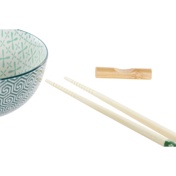 Sushi-Set DKD Home Decor Weiß grün Bambus Steingut (30 x 21 x 7 cm)