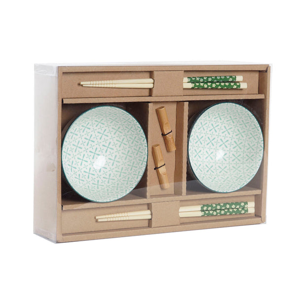 Sushi-Set DKD Home Decor Weiß grün Bambus Steingut (30 x 21 x 7 cm)