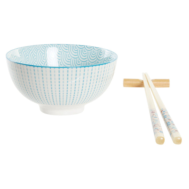 Sushi-Set DKD Home Decor Blau Weiß Bambus Steingut (30 x 21 x 7 cm)