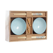 Sushi-Set DKD Home Decor Blau Weiß Bambus Steingut (30 x 21 x 7 cm)