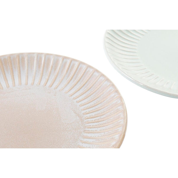 Flad plade DKD Home Decor Minze Hellrosa Steingut (20 x 20 x 2 cm) (2 Stück)