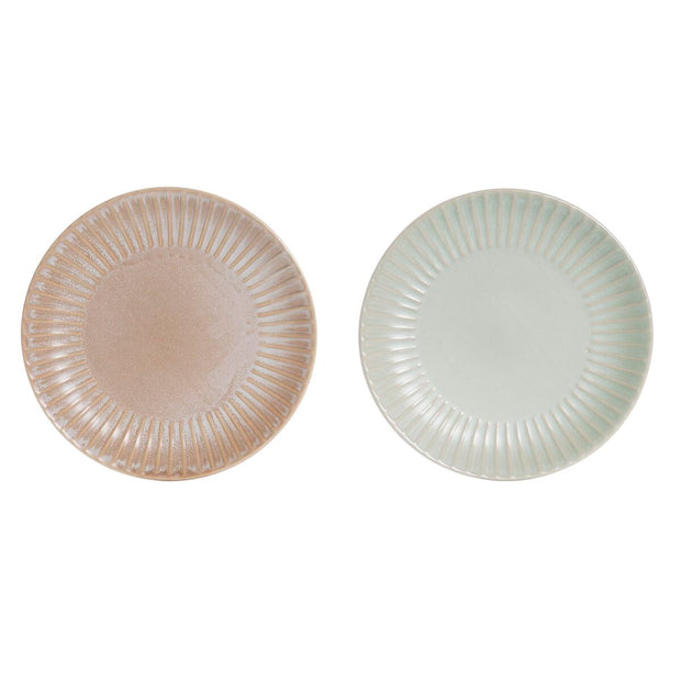 Flad plade DKD Home Decor Minze Hellrosa Steingut (20 x 20 x 2 cm) (2 Stück)