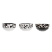 Schüssel DKD Home Decor aus Keramik Schwarz Weiß Kolonial (13 x 13 x 7 cm) (3 Stück)