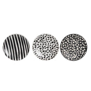 Flad plade DKD Home Decor Schwarz Weiß Steingut (20 x 20 x 2 cm) (3 Stück)