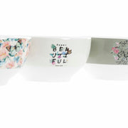 Schüssel DKD Home Decor Beige Rosa Schmetterling Bone China Porzellan (14 x 14 x 7 cm) (3 Stück)