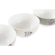 Schüssel DKD Home Decor Beige Rosa Schmetterling Bone China Porzellan (14 x 14 x 7 cm) (3 Stück)