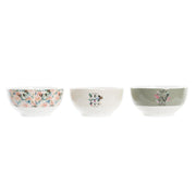Schüssel DKD Home Decor Beige Rosa Schmetterling Bone China Porzellan (14 x 14 x 7 cm) (3 Stück)