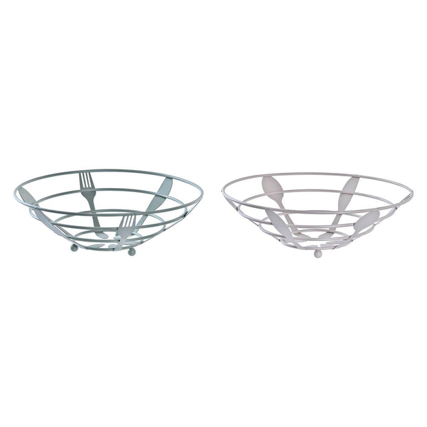Obstschale DKD Home Decor Essbestecke Metall (28 x 28 x 9 cm) (2 Stück)