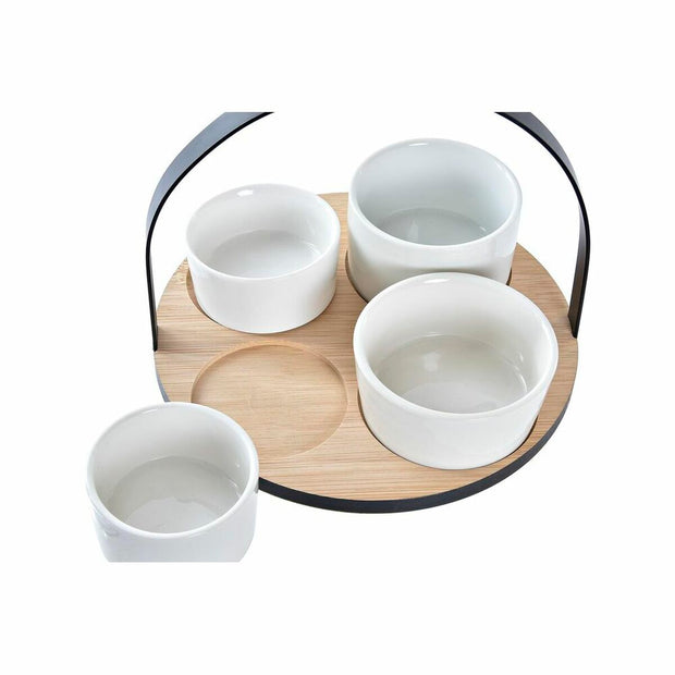 Satz für Appetithäppchen DKD Home Decor Metall Bambus Steingut Loft (20 x 20 x 14 cm) (5 Stücke)