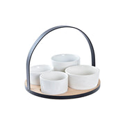 Satz für Appetithäppchen DKD Home Decor Metall Bambus Steingut Loft (20 x 20 x 14 cm) (5 Stücke)