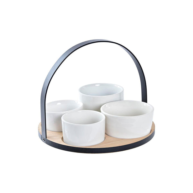 Satz für Appetithäppchen DKD Home Decor Metall Bambus Steingut Loft (20 x 20 x 14 cm) (5 Stücke)