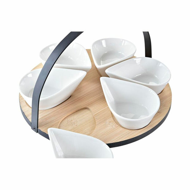 Satz für Appetithäppchen DKD Home Decor Metall Bambus Steingut Loft (7 Stücke) (25 x 25 x 14 cm)