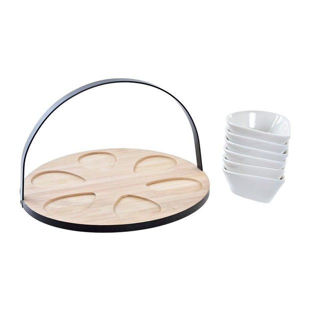 Satz für Appetithäppchen DKD Home Decor Metall Bambus Steingut Loft (7 Stücke) (25 x 25 x 14 cm)