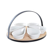 Satz für Appetithäppchen DKD Home Decor Metall Bambus Steingut Loft (7 Stücke) (25 x 25 x 14 cm)