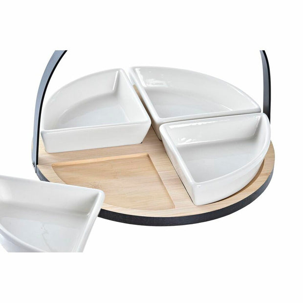 Satz für Appetithäppchen DKD Home Decor Metall Bambus Steingut Loft (21,5 x 21,5 x 14 cm) (5 Stücke)