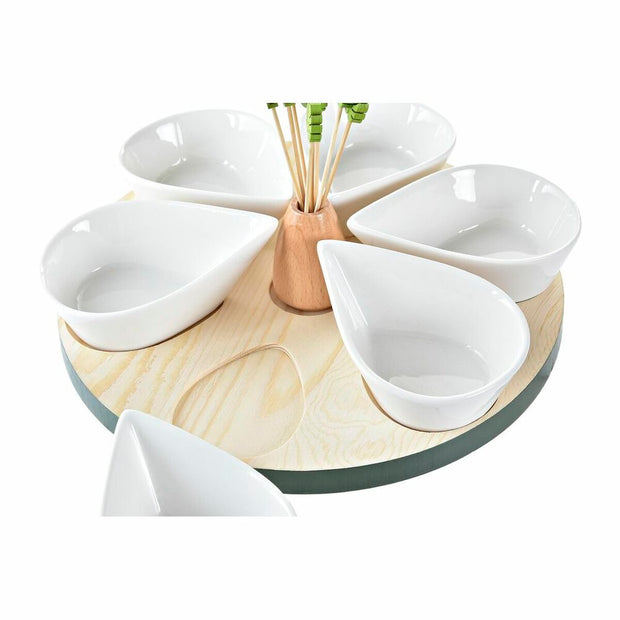 Satz für Appetithäppchen DKD Home Decor Bambus Steingut Tropical (15 Stücke) (23,5 x 23,5 x 1,5 cm)