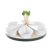 Satz für Appetithäppchen DKD Home Decor Bambus Steingut Tropical (15 Stücke) (23,5 x 23,5 x 1,5 cm)