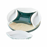 Satz für Appetithäppchen DKD Home Decor Holz Bettlaken grün Steingut (22 x 22 x 1 cm) (6 Stücke)