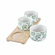 Satz für Appetithäppchen DKD Home Decor Bettlaken Bambus Steingut (28 x 9,7 x 1,5 cm) (4 Stücke)