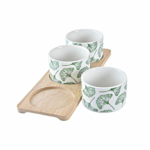 Satz für Appetithäppchen DKD Home Decor Bettlaken Bambus Steingut (28 x 9,7 x 1,5 cm) (4 Stücke)