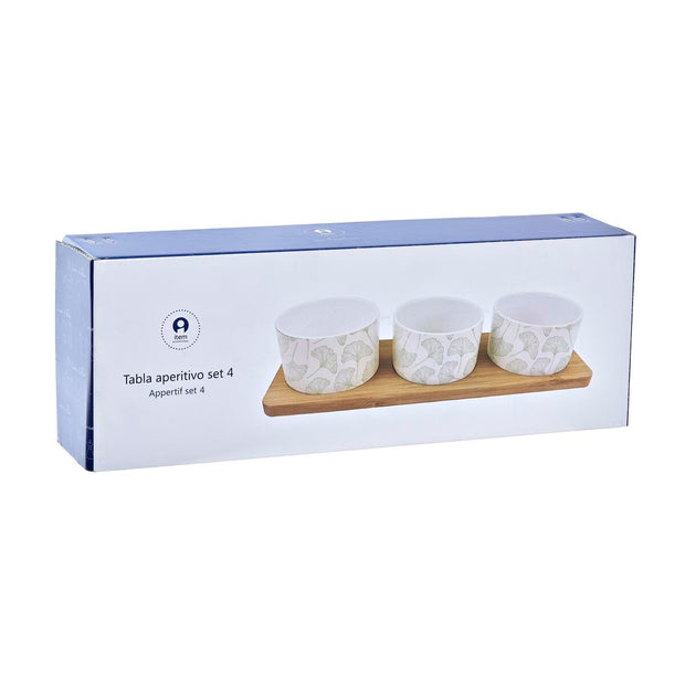 Satz für Appetithäppchen DKD Home Decor Bettlaken Bambus Steingut (28 x 9,7 x 1,5 cm) (4 Stücke)