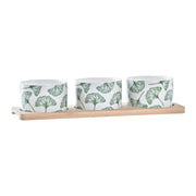 Satz für Appetithäppchen DKD Home Decor Bettlaken Bambus Steingut (28 x 9,7 x 1,5 cm) (4 Stücke)