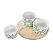 Satz für Appetithäppchen DKD Home Decor Bettlaken Bambus Steingut Tropical (4 Stücke) (18 x 18 x 1 cm)