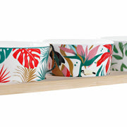 Satz für Appetithäppchen DKD Home Decor Bunt Bambus Steingut Tropical (28,5 x 10 x 4,6 cm) (4 Stücke)