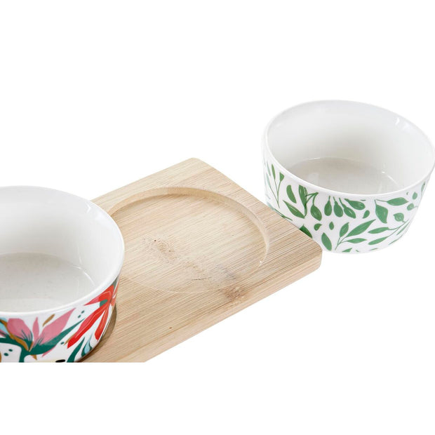 Satz für Appetithäppchen DKD Home Decor Bunt Bambus Steingut Tropical (28,5 x 10 x 4,6 cm) (4 Stücke)