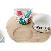 Satz für Appetithäppchen DKD Home Decor Bunt Bambus Steingut Tropical (4 Stücke) (20 x 20 x 8 cm)