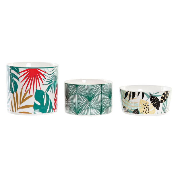 Satz für Appetithäppchen DKD Home Decor Bunt Bambus Steingut Tropical (4 Stücke) (20 x 20 x 8 cm)