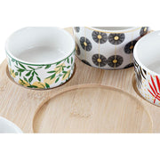 Satz für Appetithäppchen DKD Home Decor Bunt Bambus Steingut Tropical (23 x 23 x 5,6 cm) (5 Stücke)
