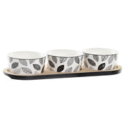 Satz für Appetithäppchen DKD Home Decor Bettlaken Bambus Steingut (28,5 x 10 x 5 cm) (4 Stücke)