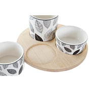 Satz für Appetithäppchen DKD Home Decor Bettlaken Bambus Steingut (4 Stücke) (20 x 20 x 8 cm)