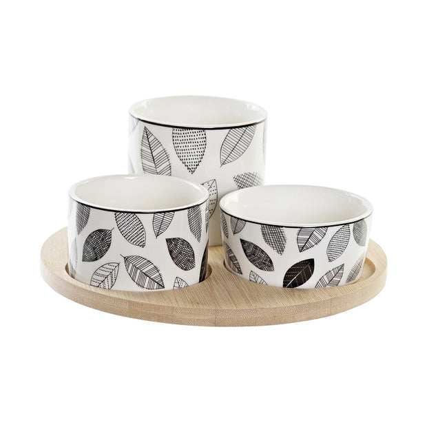 Satz für Appetithäppchen DKD Home Decor Bettlaken Bambus Steingut (4 Stücke) (20 x 20 x 8 cm)