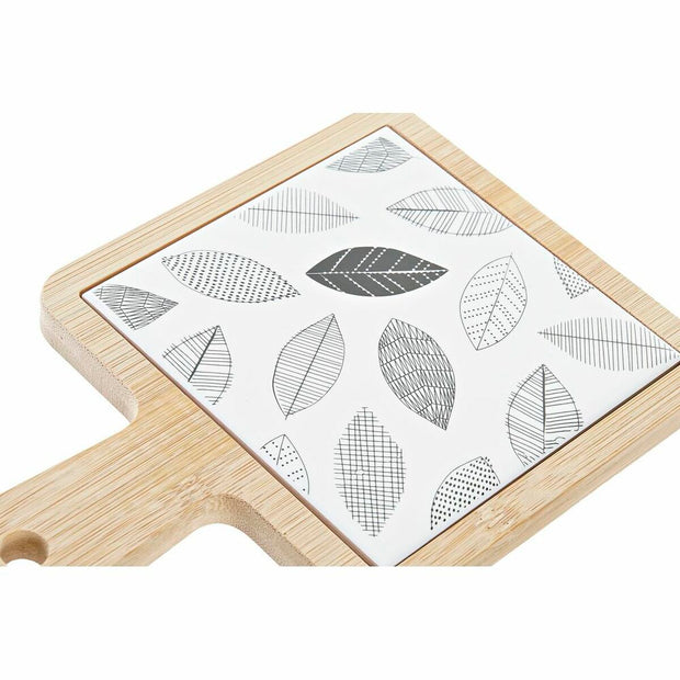 Tablett für Snacks DKD Home Decor Bettlaken Bambus Steingut (18 x 12 x 1 cm)