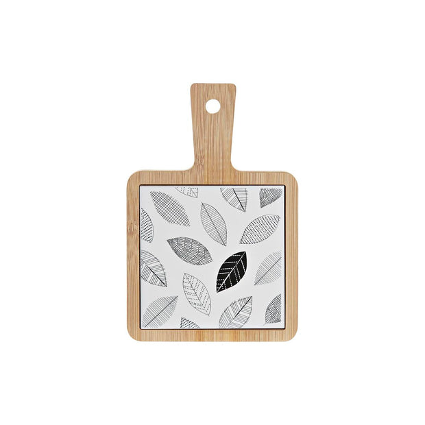 Tablett für Snacks DKD Home Decor Bettlaken Bambus Steingut (18 x 12 x 1 cm)