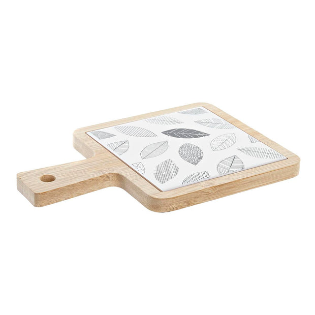 Tablett für Snacks DKD Home Decor Bettlaken Bambus Steingut (18 x 12 x 1 cm)