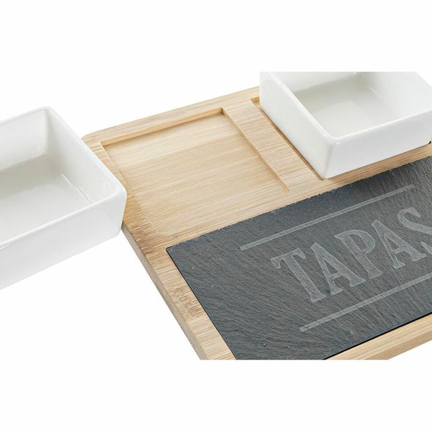 Satz für Appetithäppchen DKD Home Decor Tapas Tafel Bambus Steingut (31 x 20 x 5 cm) (3 Stücke)